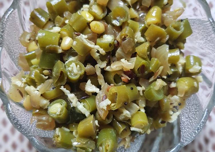 Recipe of Super Quick Homemade Beans Poriyal stir fry