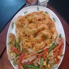 A picture of Salsa pasta with 3 cheese sauce.