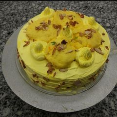 A picture of Rasmalai cake with Almond flour.