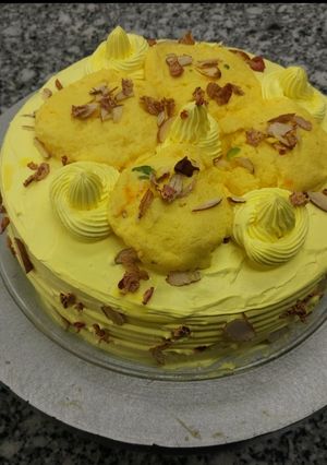 A picture of Rasmalai cake with Almond flour.