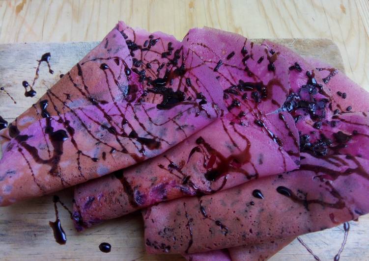 Resep Leker teflon ungu buah naga (crepes buah naga), Sempurna