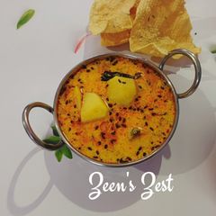 A picture of Aloo Ki Kadhi.
