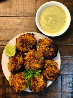 A picture of Carrot & Zucchini Fritters (spicy).