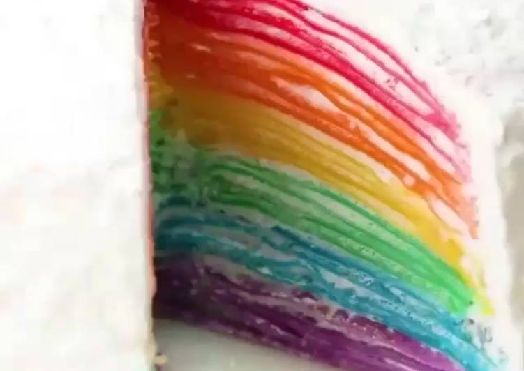 Resep Rainbow Crepe Cake Anti Gagal