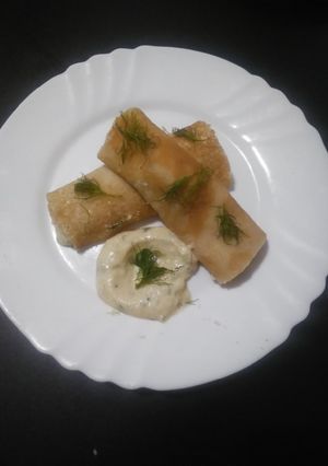 O poză a rețetei Clătite cu urdă dulce și mărar verde.