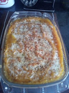 Una foto de Pastel de carne de pollo con puré de calabaza