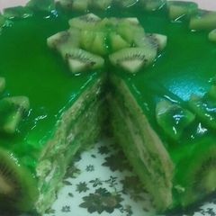 A picture of Kiwi jelow cake.