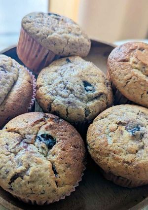A picture of Cocoa Blueberry Muffins.