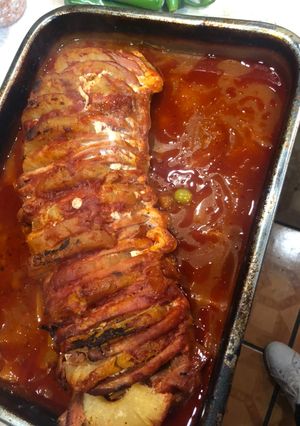 Una foto de Lomo con Piña en salsa dulce