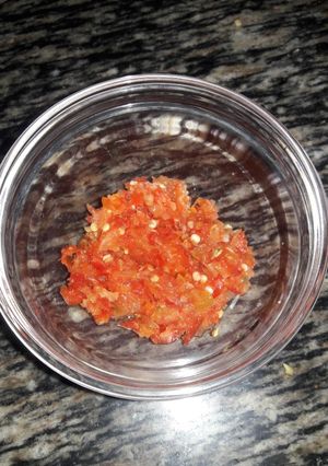 A picture of Habanero Fresh Chutney #Theme Challenge#Valentine Challenge.