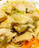 Chicken Marsala con Fettuccini pasta