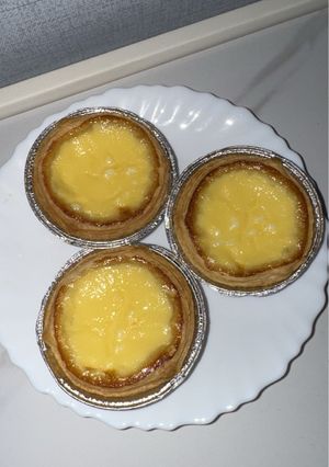 A picture of Egg Tarts (Using Pre-made Tart Shells).