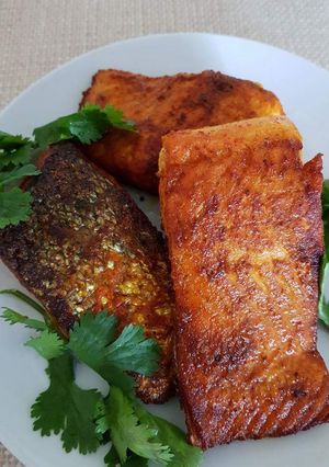 A picture of Pan Fried Salmon steaks #fishcontest.