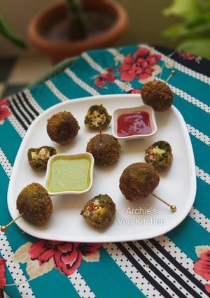 A picture of Spinach cheese lolipop.