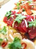 Ceviche of Scallops, Tuna and Salmon, Oriental Style