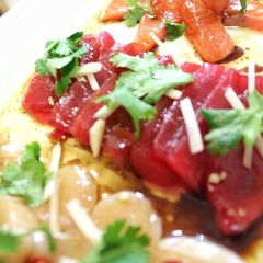 A picture of Ceviche of Scallops, Tuna and Salmon, Oriental Style.