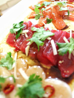 A picture of Ceviche of Scallops, Tuna and Salmon, Oriental Style.