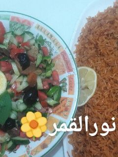 صورة لوصفة رزاحمر مع السلطه🤗❤