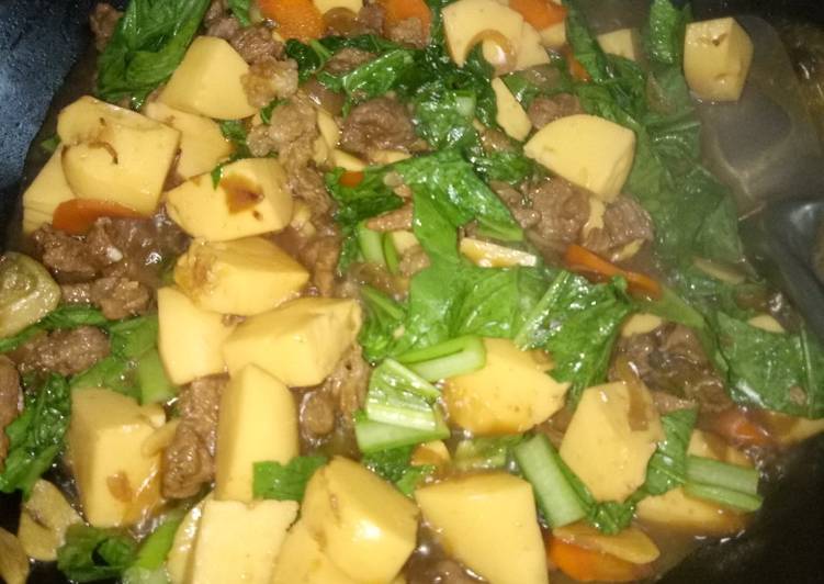 Tumis putih telor+tetelan sapi