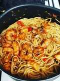 Pastas con salsa de mariscos