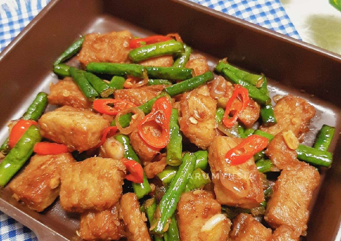 Tumis Tempe Gembos Kacang Panjang