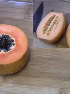 Una foto de Licuado de Melón con Papaya