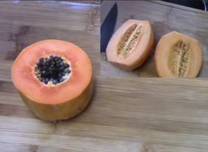 Una foto de Licuado de Melón con Papaya