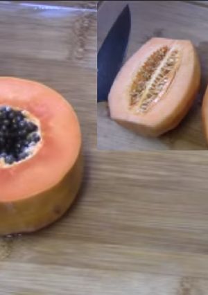 Una foto de Licuado de Melón con Papaya