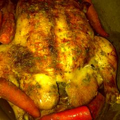 A picture of Aryca's and mine roasted honey chicken.