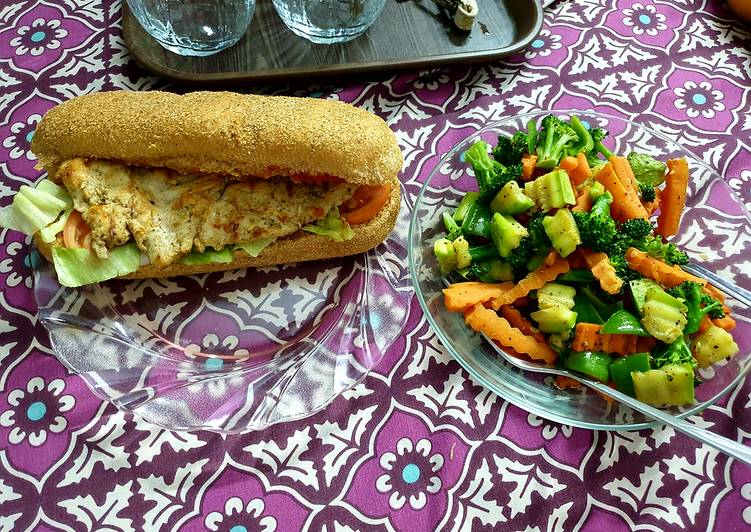 Egg burger with veg salad