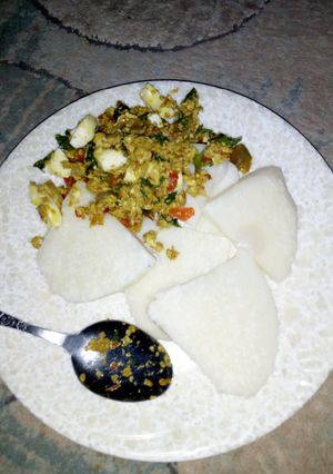 A picture of Yam and egg source.
