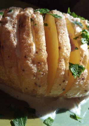 Una foto de Papas hasselback
