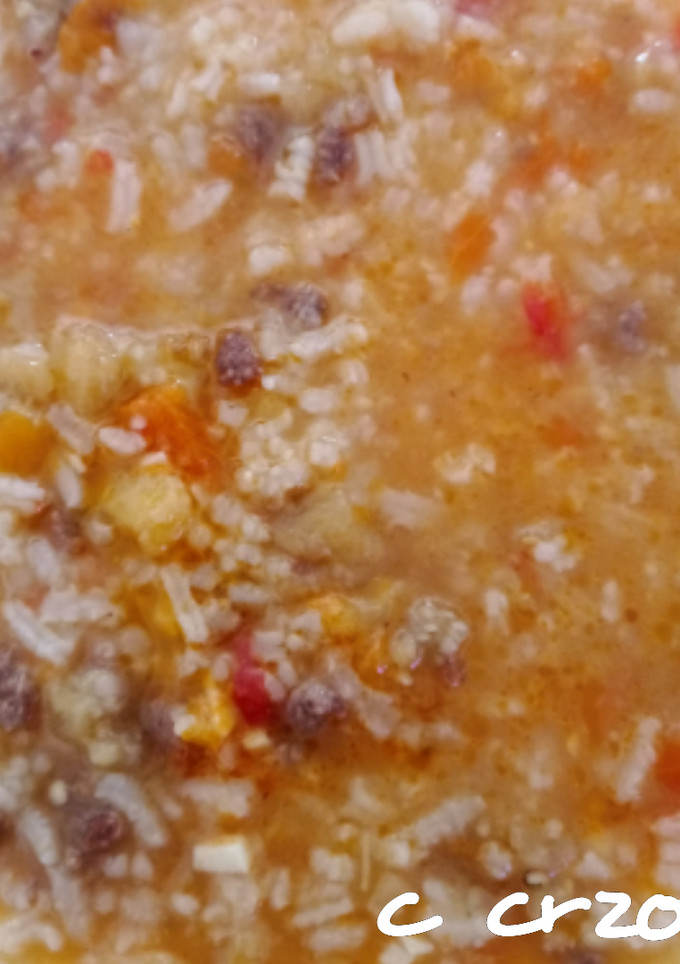 Una foto de Sopa de arroz con berenjena