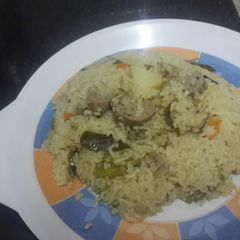 A picture of Lotus stem biryani.