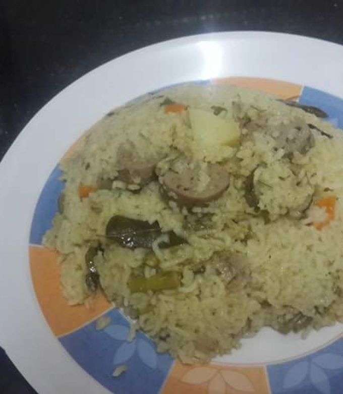 A picture of Lotus stem biryani.