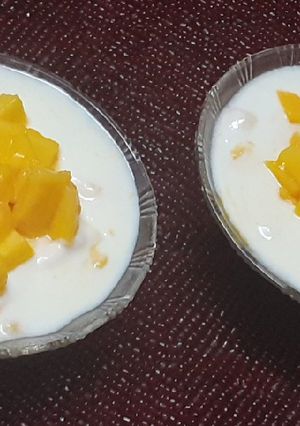 A picture of Curd mango delight dessert.
