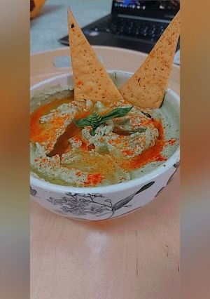 A picture of Basil Hummus Recipe.