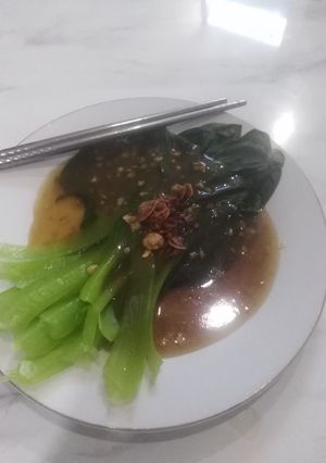 Foto resep Pak choy Kukus dengan bawang dan saus tiram