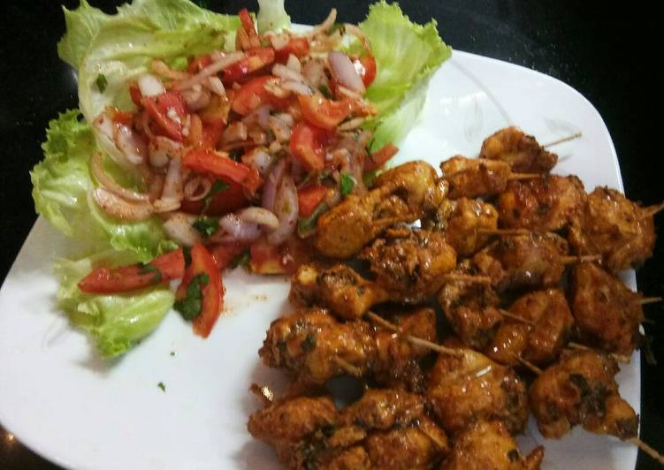 Simple Way to Serve Perfect Chicken tikka with salad