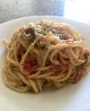 Carbonara con jamón bbq