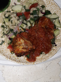 A picture of Vegetable salad and stew.