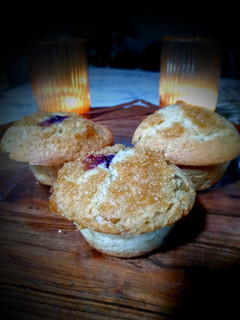 A picture of Vanilla Cream Blueberry Muffins.