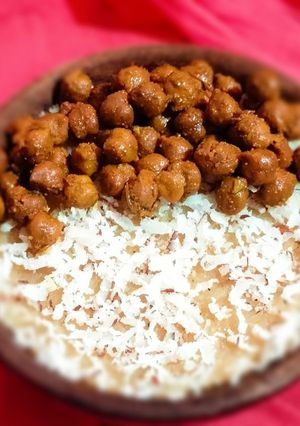 A picture of Halwa chana bhog parshad.
