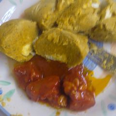 A picture of Moi moi n stew.