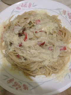 Una foto de Pasta con vegetales en salsa bechamel