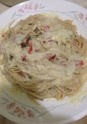 Una foto de Pasta con vegetales en salsa bechamel