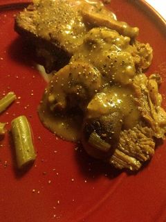 A picture of Slow cooker tri tip with pan gravy.