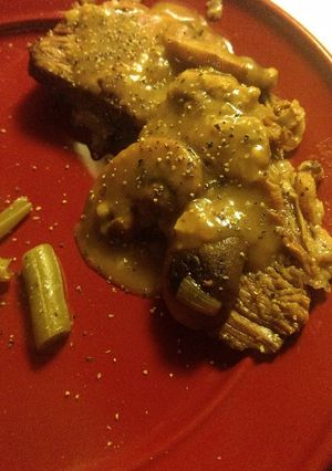 A picture of Slow cooker tri tip with pan gravy.