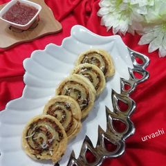 A picture of Palak paneer pinwheel.