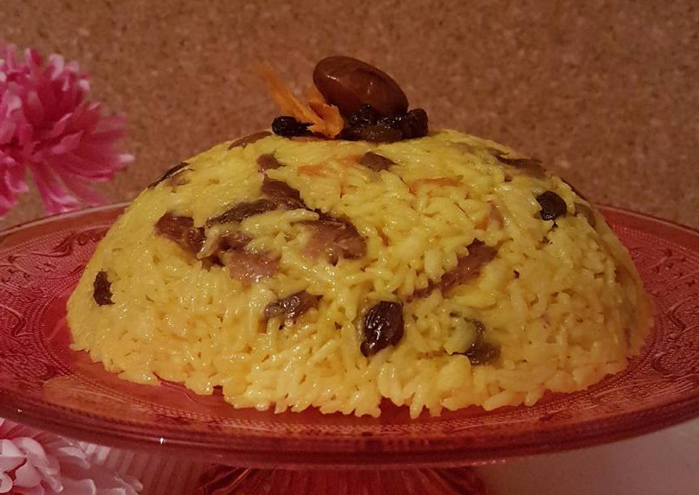 Arroz con leche + dátiles + pasas y orejones al aroma de azafrán ó *Sudlu Plov* de Azerbaiyán!!!